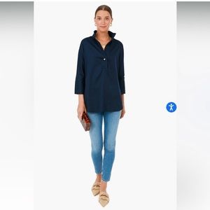 Tuckernuck Willow Navy Blue Gold Buttons Tunic M